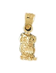 Dazzlers Solid 14k Gold Owl Charm Pendant Available in three colors from jewelsberry (weights: 1.2 grams only)