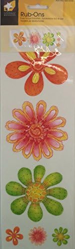 Fun Bright Large Flower Rub On Transfer, Pack of (3).