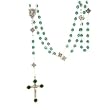 Irish Rosary - Silver Toned Celtic Knots and Green Crystal Beads Crucifix Rosary