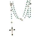 Irish Rosary - Silver Toned Celtic Knots and Green Crystal Beads Crucifix Rosary