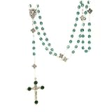 Irish Rosary - Silver Toned Celtic Knots and Green Crystal Beads Crucifix Rosary