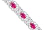 Antique Styling Oval Cut Created Ruby Gemstone Bracelet in Sterling Silver