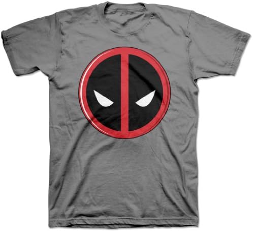 Deadpool Dead Pool Logo Angry Eyes Mens Tee, Grey, XL