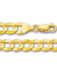 14K Yellow Gold Comfort Curb Chain Bracelet - Width 7.0mm - Length 8.5 Inch