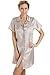Camille Womens Luxurious Knee Length Mocha Print Satin Nightshirt
