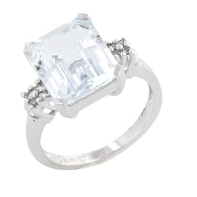 10k White Gold Aquamarine Ring w Diamond Accent by Amazon.com Collection