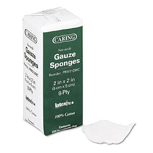 Medline Caring Woven Gauze Sponges, 4 x 4, NonSterile, 8-ply, 200 Sponges