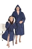 Mens Luxurious Terry Cotton Hooded Bathrobe, Sizes Small to 4XL