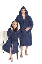 Men's Luxurious Terry Cotton Hooded Bathrobe, Sizes Small to 4XL