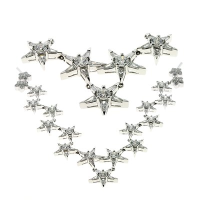 14K White Gold 6.42cttw Round Diamond Necklace 