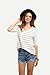 Romwe Women's Half Sleeve V-Neck Striped T-Shirt Tops (M, White)