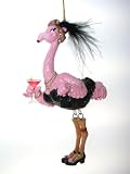 Pink Flamingo Lace Martini TiKi Christmas Ornament