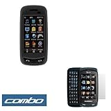 Solid Black Rubberized Snap On Crystal Hard Case + Clear LCD Screen Protect ....