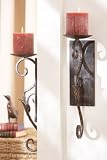 Pack of 2 Decorative Scroll & Leaf Iron Wall Candle Sconces