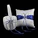 OurWarm Flower Girl Basket and Ring Pillow Set Double Heart Rhinestone Wedding Party Favor Decor Royal Blue
