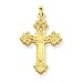 14k Budded Hollow Cross Pendant