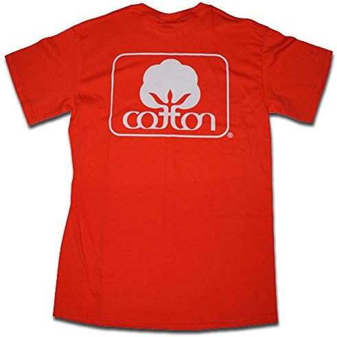 Seal Of Cotton Boll Graphic Tee Logo Adult Short Sleeve Unisex T-Shirt - Logo Color White (Small, Orange)