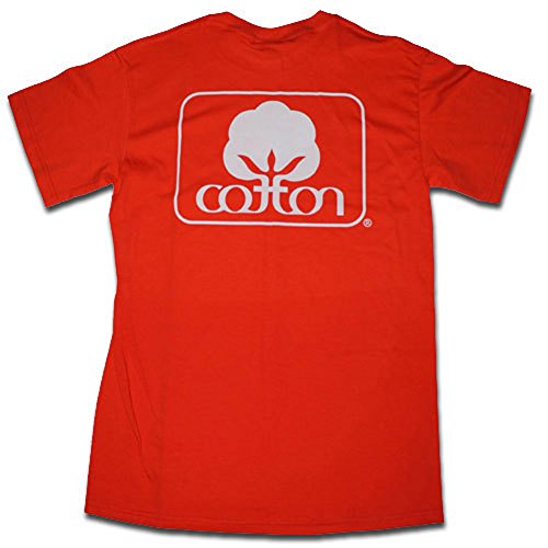 Seal Of Cotton Boll Graphic Tee Logo Adult Short Sleeve Unisex T-Shirt - Logo Color White (Small, Orange)