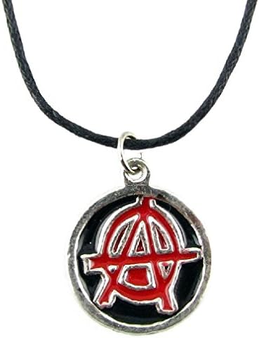 Uer Fashion Red Anarchy Symbol Circle A Punk Rock Anarchist Gothic Pendant Choker Necklace