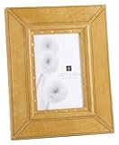 Lazy Susan Caramel Leather Frame with Brass Nails, 4 x 6-Inches, Small