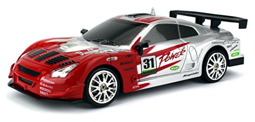 Drift King GT3 R-Spec Remote Control RC Drifting Racing Race Car 1:24 Scale Size Ready To Run w/ Bright LED Lights, Extra Set of Grip Tires (Colors May Vary)