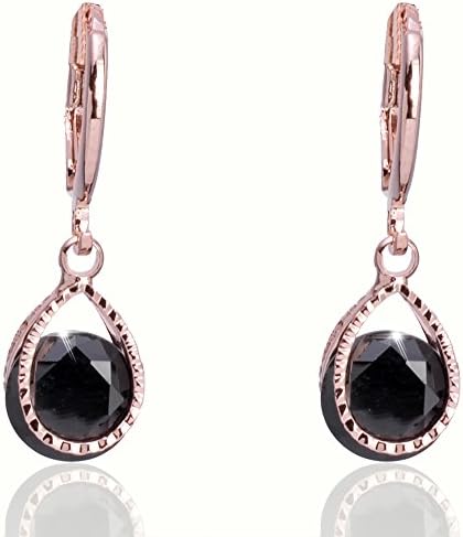 18k Gold Plated Black Cubic Zirconia Dangle Earrings