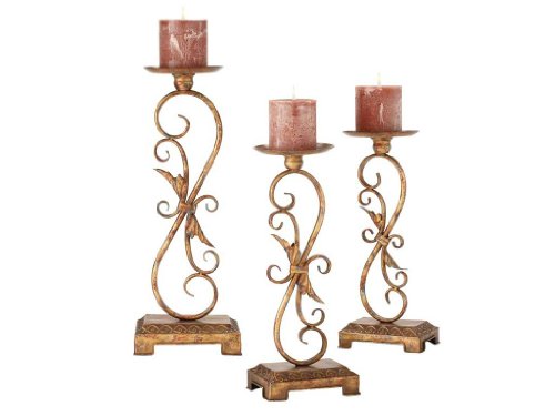 Candleholder Scrolled Pillar Holder X 18