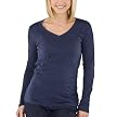 Mossimo&reg; Black Women's Long Sleeve Vee Tee - Blue Herald Heather