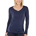 Mossimo® Black Women's Long Sleeve Vee Tee - Blue Herald Heather
