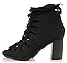 Delicious Women's Hewitt Faux Suede Lace Up Thick Crisscross Lace Stacked Heel Ankle Bootie
