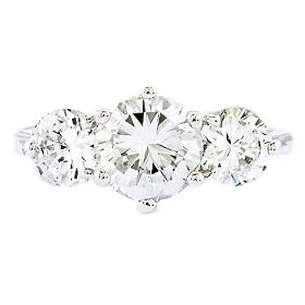 Vera's Silver CZ Diamond Three Stone Engagement Ring by 