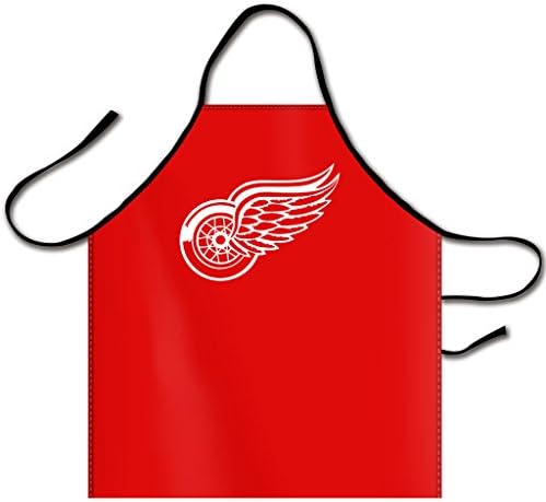 Kaylin NHL Champion Team Detroit Red Wings Logo Bib Apron Canvas Chef Apron Cooking Apron Professional Apron for Cooking, Grill and Baking 32-Inch Length by 28-Inch Width