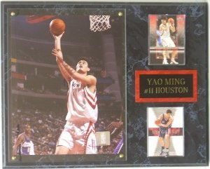 Yao Ming unsigned Houston Rockets Unsigned 8x10 Photo and 2 Card Plaque