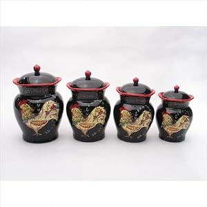 Provence Rooster Canisters, Set of 4