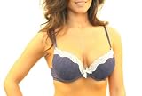 Paris Blues Blue Denim Mesh Scalloped Lace Double Push Up Bra