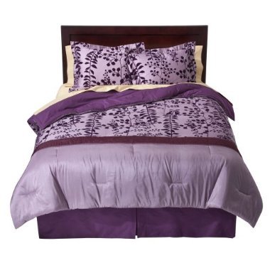 100% Cotton Flocked Comforter Set, Full/Queen size - Purple