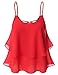 Doublju Womens Spaghetti Strap Loose Fit Flowy Chiffon Blouse Top