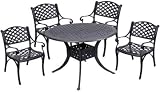 5 PC Black Metal Round Table Patio Set