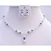 Nsc653 Swarovski Pearls Crystals Necklace Set White Pearls & Sapphire Crystals W/bali Silver Jewelry Set