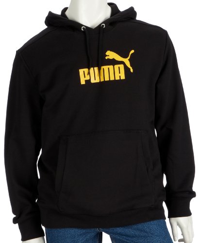 Puma Mens Large Logo Hooded Sweat Black - Gold Fusion 802340-01 L