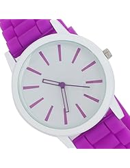Sotijobs Unisex Men Women Silicon Band Puddy Color Analog Quartz Wrist Sports Watch Purple