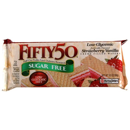 Fifty-50 Wafers, Strawberry Vanilla, 3.5-Ounce Wafers (Pack of 16) by Fifty-50