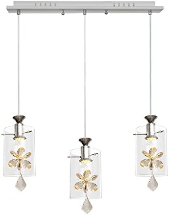Kihung Crystal Pendant Light Romantic Mood LED Golden Light, 3-Light