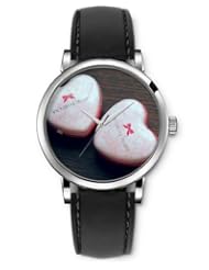 SPRAWL Aanalog Fashion Series Silver Ladies Watches of Genuine Black Leather Strap,Unique Wrist Watch for Women Girls Designed with two Hearts