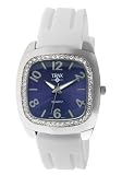 Trax Women's TR1740-NW Malibu Fun White Rubber Blue Dial Crystal Watch