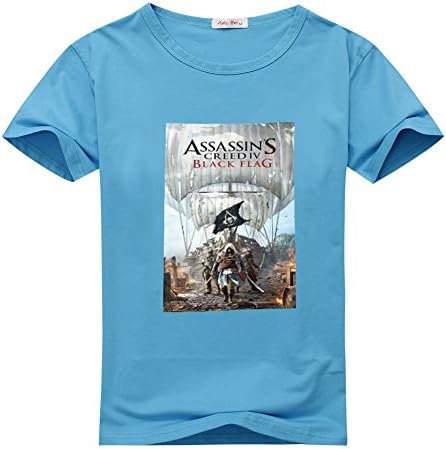 SteveAmezcua Mens Assassin's Creed Black Flag Sky Blue T-shirts Size M