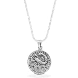 Bling Jewelry Sterling Silver Zodiac Scorpio Large Disc Pendant with 18" Coreana Chain