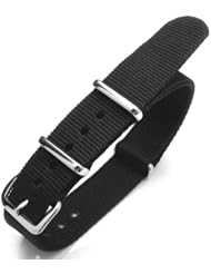 Nato 20mm Heat Sealed Heavy Nylon Polished Buckle - Black