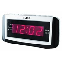 NAXA NRC-171 PLL Digital Dual Alarm Clock with AM/FM Radio, Snooze and Large LED Display
