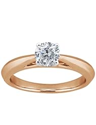0.50 Ct Round H/I I1 Diamond 18K Rose Gold Solitaire Ring